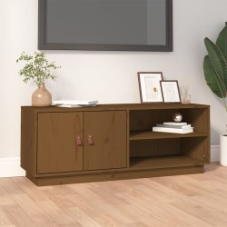 Meuble TV Marron miel 105x34x40 cm Bois de pin massif 614549614549