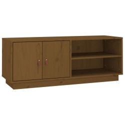 Meuble TV Marron miel 105x34x40 cm Bois de pin massif 614549614549