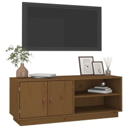 Meuble TV Marron miel 105x34x40 cm Bois de pin massif 614549614549