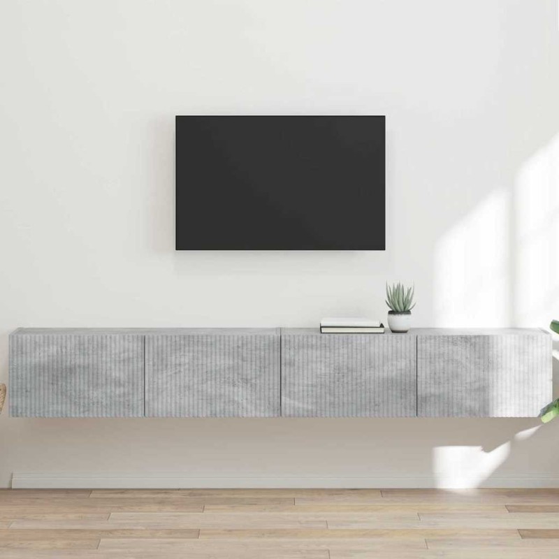 Meuble TV mural 2 pcs Béton 98 x 31 x 29,5 cm Bois d'ingénierie 614551614551