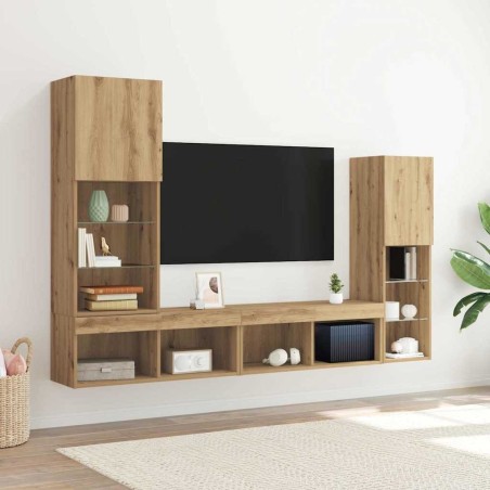 Meuble TV 4 pcs chêne artisanal Bois d'ingénierie 614553614553