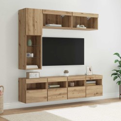 Meuble TV 7 pcs Chêne artisanal Bois d'ingénierie 614554614554
