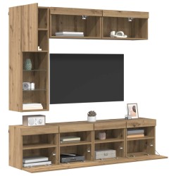 Meuble TV 7 pcs Chêne artisanal Bois d'ingénierie 614554614554