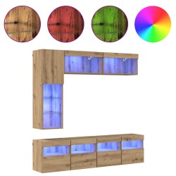 Meuble TV 7 pcs Chêne artisanal Bois d'ingénierie 614554614554