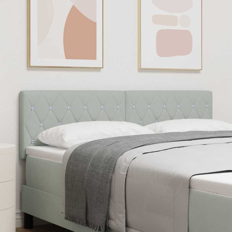 Tête de lit LED avec bandes LED Gris clair 144 cm Velours 614559614559