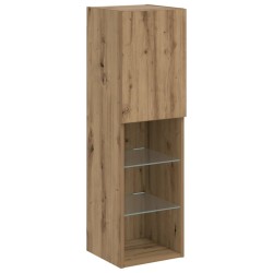Meuble TV avec lumières LED chêne artisanal 30,5x30x102 cm 614566614566