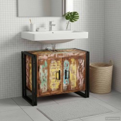 Meuble sous évier avec étagère Multicolore Bois Recyclé Solide 614568614568
