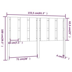 Tête de lit Marron miel 155,5x4x100 cm Bois massif de pin 614582614582