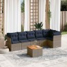 Salon de jardin 7 pcs avec coussins gris résine tressée 614586614586