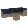 Salon de jardin 7 pcs avec coussins gris résine tressée 614586614586