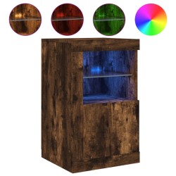 Armoires latérales et lumières LED 2 pcs chêne fumé 614590614590