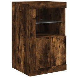 Armoires latérales et lumières LED 2 pcs chêne fumé 614590614590