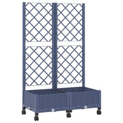 Bac de jardin avec treillis et roues Gris Bleu PP 614592614592