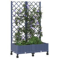 Bac de jardin avec treillis et roues Gris Bleu PP 614592614592