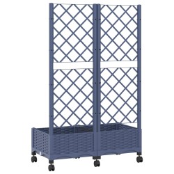 Bac de jardin avec treillis et roues Gris Bleu PP 614592614592
