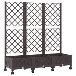 Bac de jardin avec treillis et roues Marron 120 x 40 x 131,5 cm 614593614593
