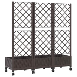 Bac de jardin avec treillis et roues Marron 120 x 40 x 131,5 cm 614593614593