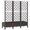 Bac de jardin avec treillis et roues Marron 120 x 40 x 131,5 cm 614593614593
