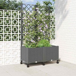 Bac de jardin avec treillis et roues Gris clair PP 614594614594