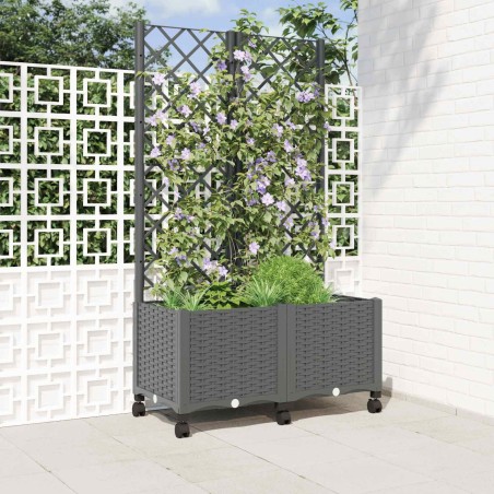 Bac de jardin avec treillis et roues Gris clair PP 614594614594