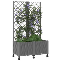 Bac de jardin avec treillis et roues Gris clair PP 614594614594