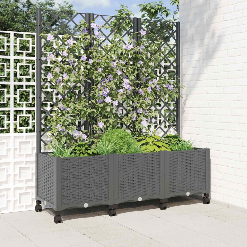 Bac de jardin avec treillis et roues Gris clair PP 614595614595