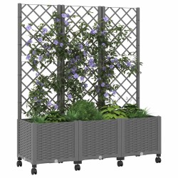 Bac de jardin avec treillis et roues Gris clair PP 614595614595