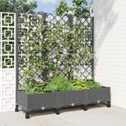 Bac de jardin avec treillis et roues Gris clair PP 614596614596