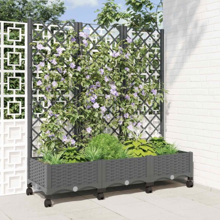 Bac de jardin avec treillis et roues Gris clair PP 614596614596