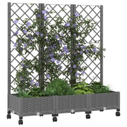 Bac de jardin avec treillis et roues Gris clair PP 614596614596