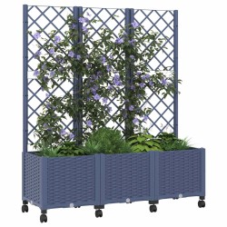 Bac de jardin avec treillis et roues Gris Bleu PP 614597614597