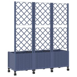 Bac de jardin avec treillis et roues Gris Bleu PP 614597614597
