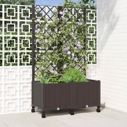 Bac de jardin avec treillis et roues Marron 80 x 40 x 146 cm PP 614598614598