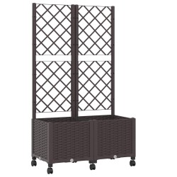 Bac de jardin avec treillis et roues Marron 80 x 40 x 146 cm PP 614598614598