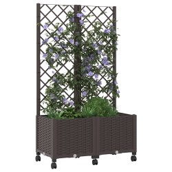 Bac de jardin avec treillis et roues Marron 80 x 40 x 146 cm PP 614598614598