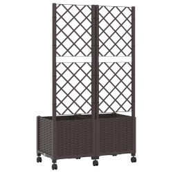 Bac de jardin avec treillis et roues Marron 80 x 40 x 146 cm PP 614598614598