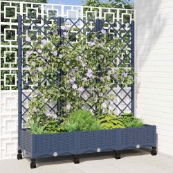 Bac de jardin avec treillis et roues Gris Bleu PP 614599614599