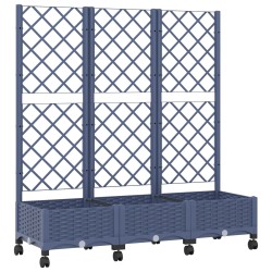 Bac de jardin avec treillis et roues Gris Bleu PP 614599614599