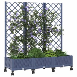Bac de jardin avec treillis et roues Gris Bleu PP 614599614599