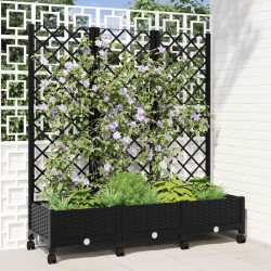 Bac de jardin avec treillis et roues Noir 120 x 40 x 131,5 cm 614601614601