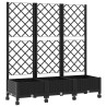 Bac de jardin avec treillis et roues Noir 120 x 40 x 131,5 cm 614601614601