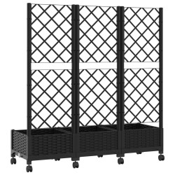 Bac de jardin avec treillis et roues Noir 120 x 40 x 131,5 cm 614601614601