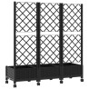 Bac de jardin avec treillis et roues Noir 120 x 40 x 131,5 cm 614601614601