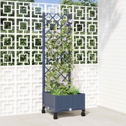 Bac de jardin avec treillis et roues Gris Bleu PP 614603614603