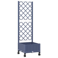 Bac de jardin avec treillis et roues Gris Bleu PP 614603614603