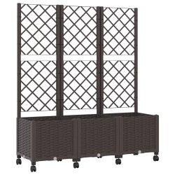 Bac de jardin avec treillis et roues Marron 120 x 40 x 146 cm 614604614604