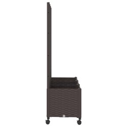 Bac de jardin avec treillis et roues Marron 120 x 40 x 146 cm 614604614604