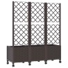 Bac de jardin avec treillis et roues Marron 120 x 40 x 146 cm 614604614604