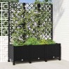 Bac de jardin avec treillis et roues Noir 120 x 40 x 146 cm PP 614605614605
