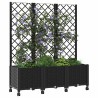 Bac de jardin avec treillis et roues Noir 120 x 40 x 146 cm PP 614605614605